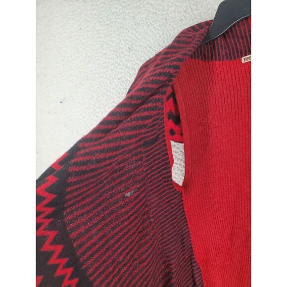 Lael Alpaca Knit Vest Cardigan Open Front Womens M Red Black Striped - Picture 12 of 13